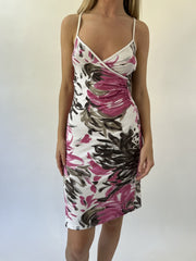 aquamarine drop | small white pink and black floral midi dress