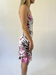 aquamarine drop | small white pink and black floral midi dress