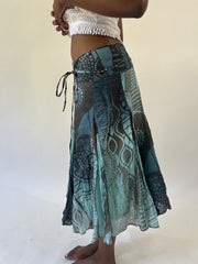 aquamarine drop | small blue and green patterned midi skirt