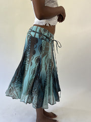 aquamarine drop | small blue and green patterned midi skirt