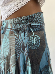 aquamarine drop | small blue and green patterned midi skirt