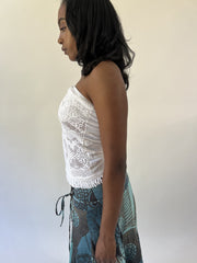 aquamarine drop | small white crochet tube top