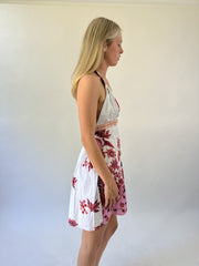 aquamarine drop | small white pink and red floral halter dress