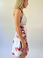 aquamarine drop | small white pink and red floral halter dress