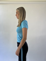 aquamarine drop | small light blue baby tee