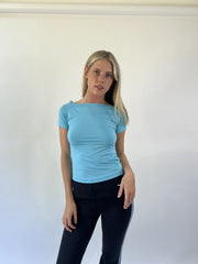 aquamarine drop | small light blue baby tee