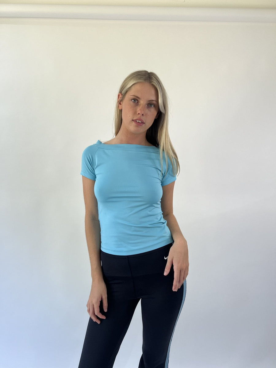 aquamarine drop | small light blue baby tee