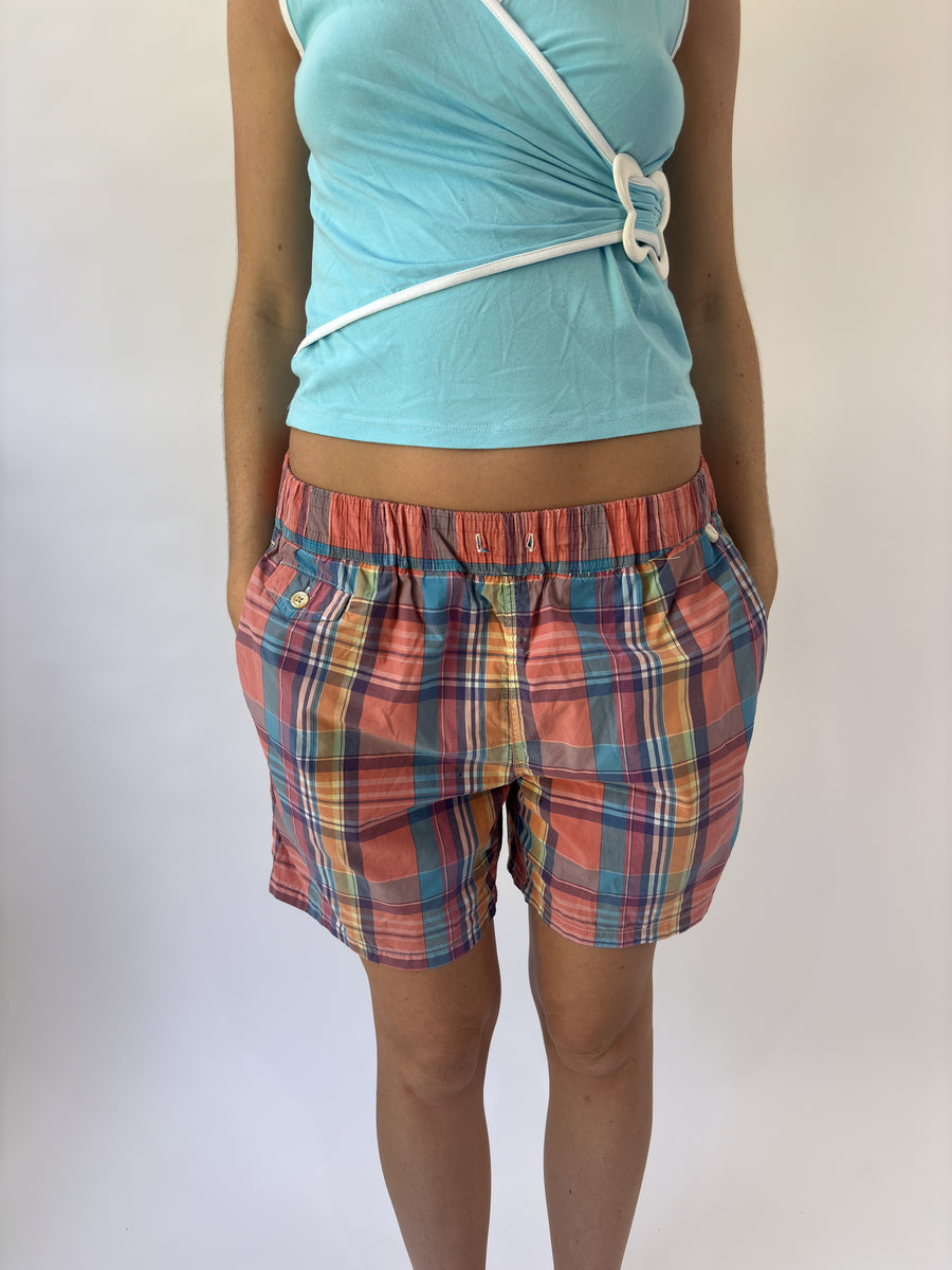 aquamarine drop | small polo ralph lauren multicolour plaid cargo long shorts