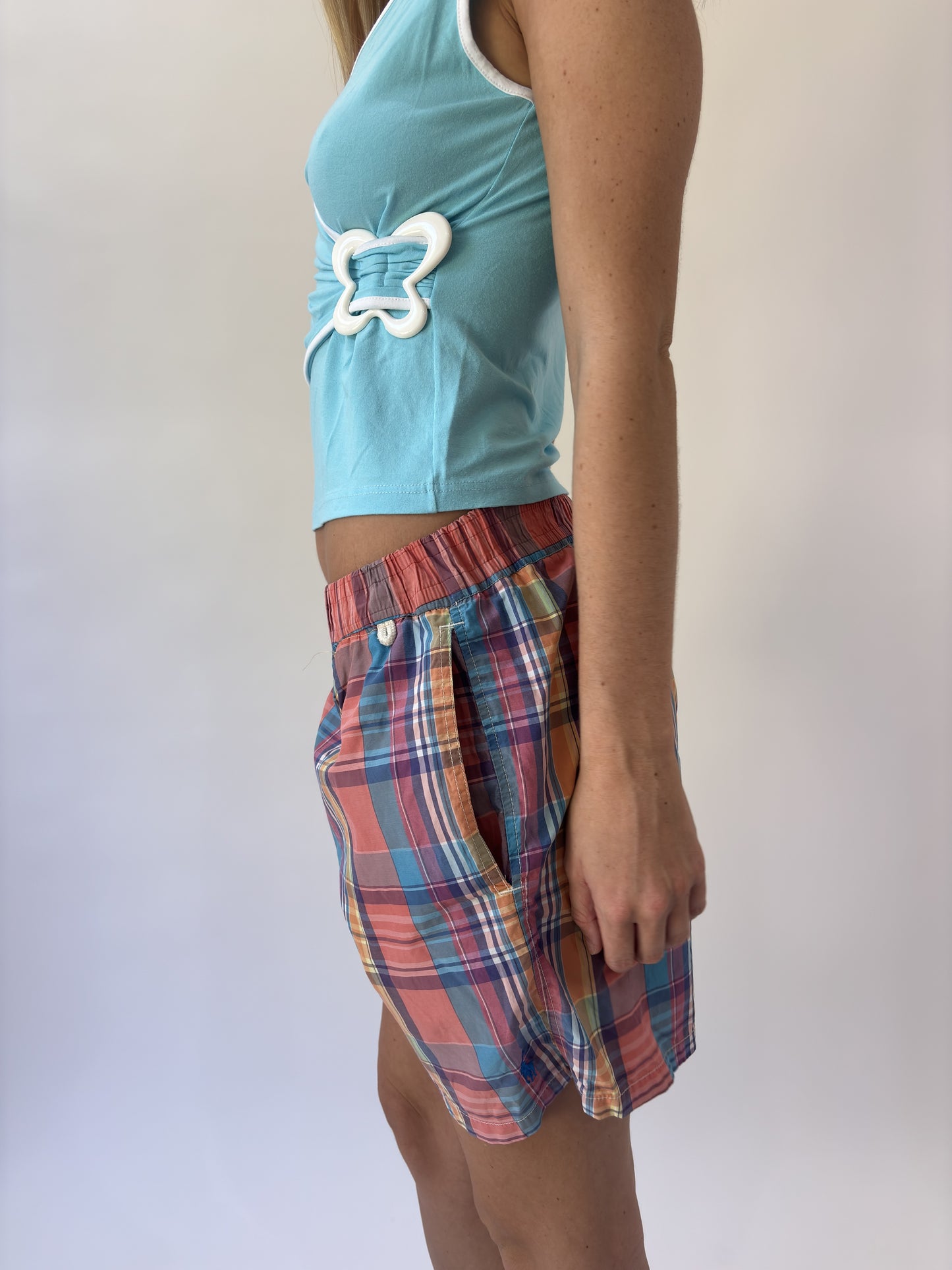aquamarine drop | small polo ralph lauren multicolour plaid cargo long shorts
