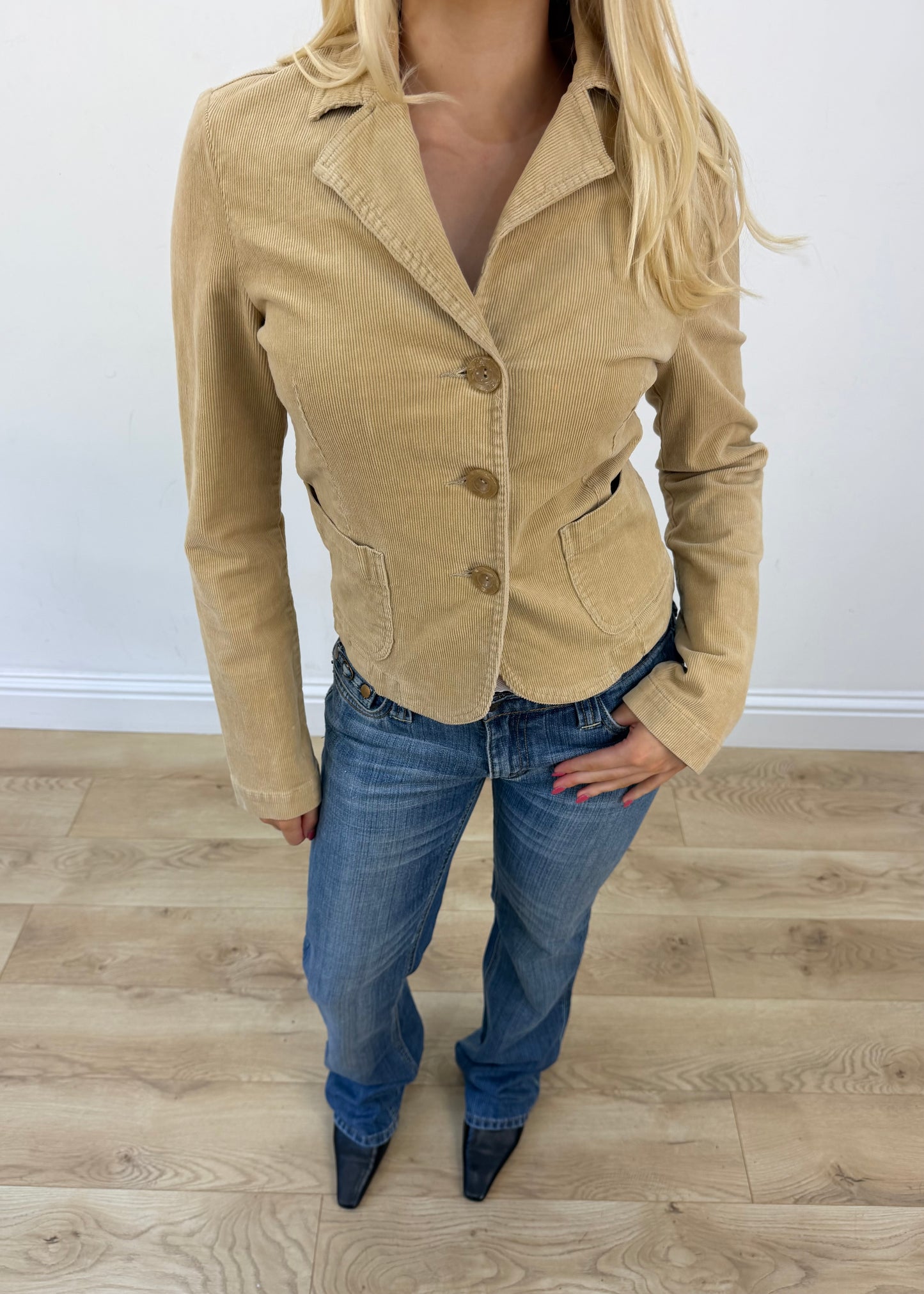extra small cream corduroy blazer view 3