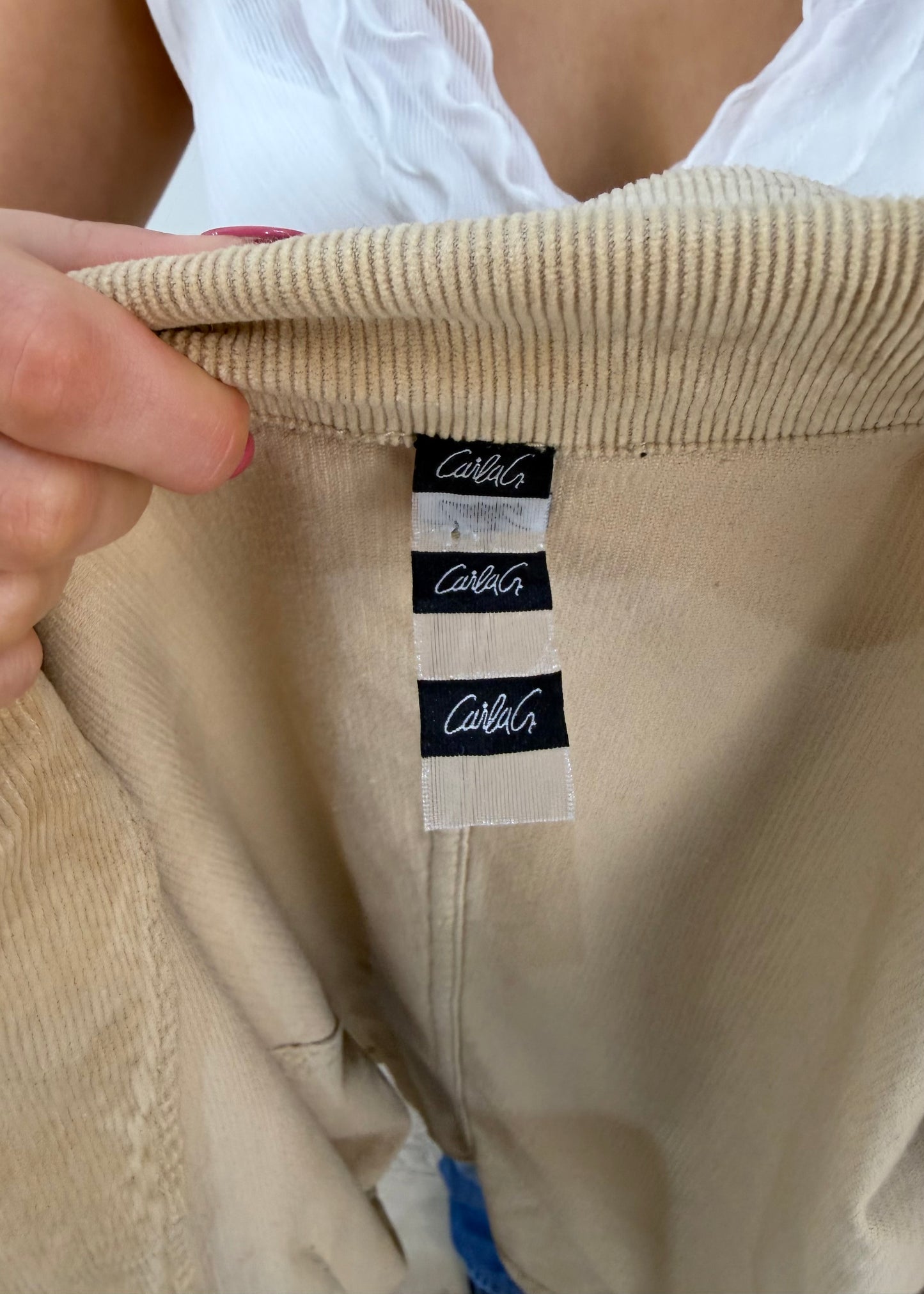 extra small cream corduroy blazer label