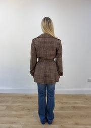 small brown and beige checked coat view 5
