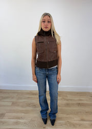 small brown hurley utility gilet front