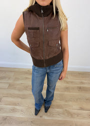 small brown hurley utility gilet view 3