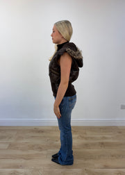 extra large brown puffer gilet view 3