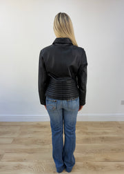 large black leather fitted jacket view 5