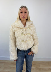 small cream faux fur jacket view 2