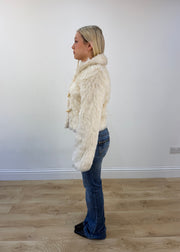 small cream faux fur jacket view 4