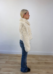 small cream faux fur jacket view 6