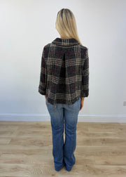 small grey checked peacoat view 5