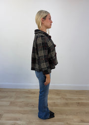 small grey checked peacoat view 6