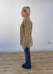 medium tan suede jacket view 4