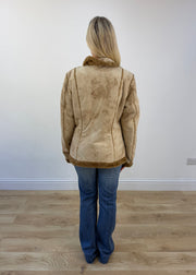 medium beige suede shearling jacket view 5