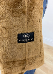 medium beige suede shearling jacket label