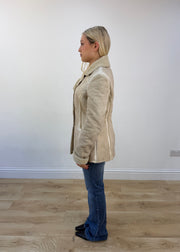 small cream suede shearling coat view 4