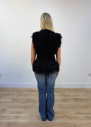 small black faux fur gilet view 5