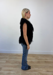small black faux fur gilet view 6