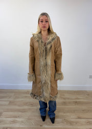 medium tan afghan coat front