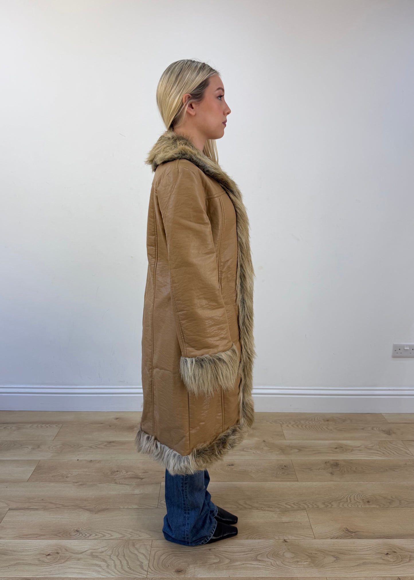 medium tan afghan coat view 6