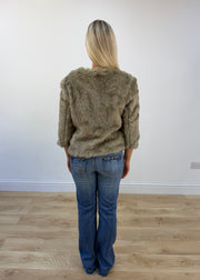 medium beige faux fur jacket view 4