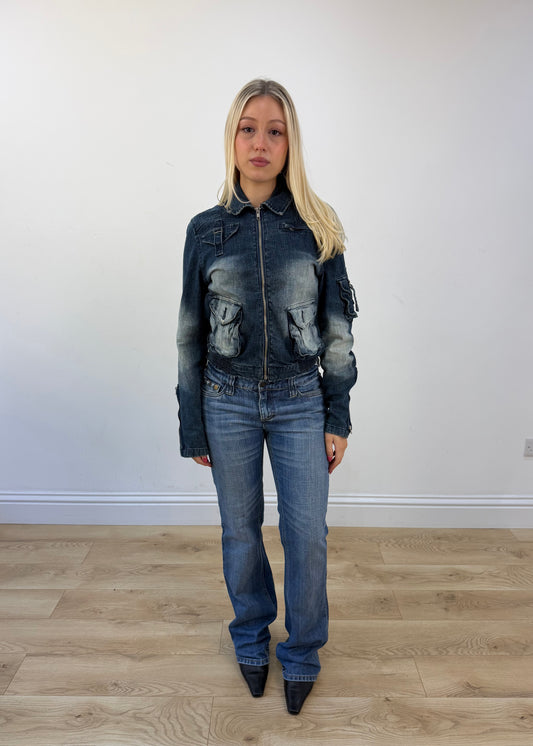 medium blue denim utility jacket front