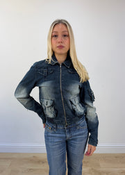 medium blue denim utility jacket view 2