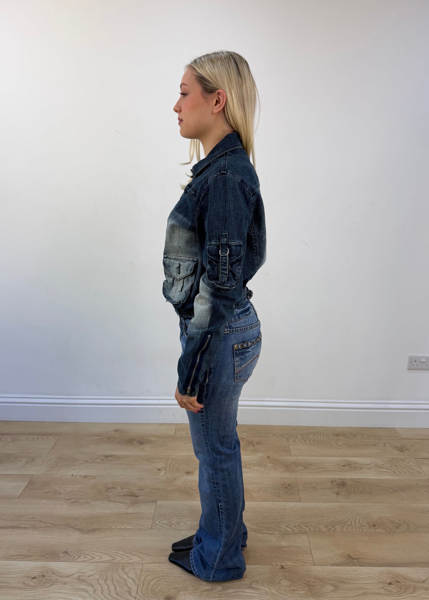 medium blue denim utility jacket view 4