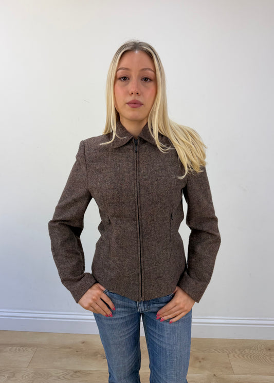 medium brown fitted jacket view 2