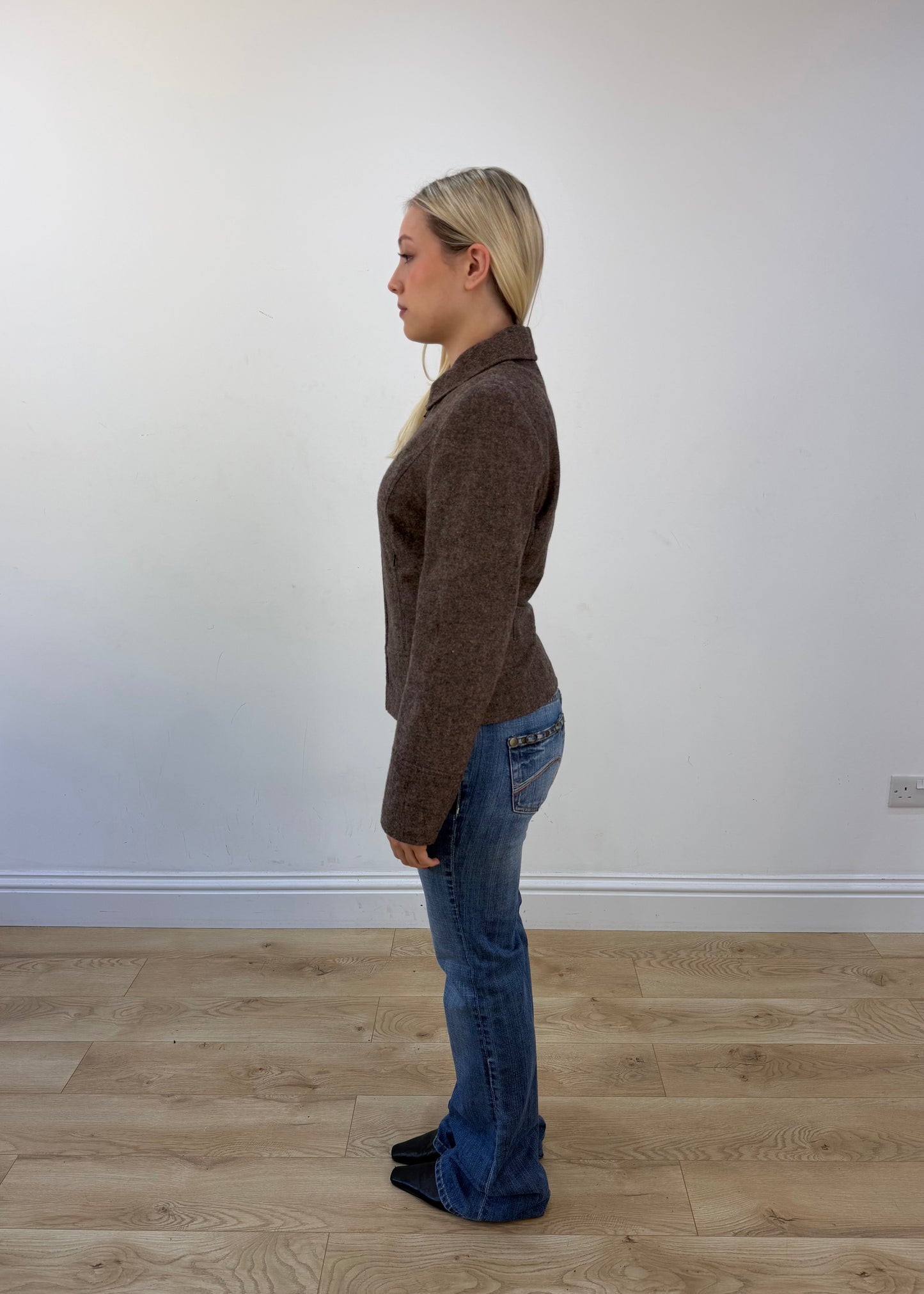 medium brown fitted jacket view 4