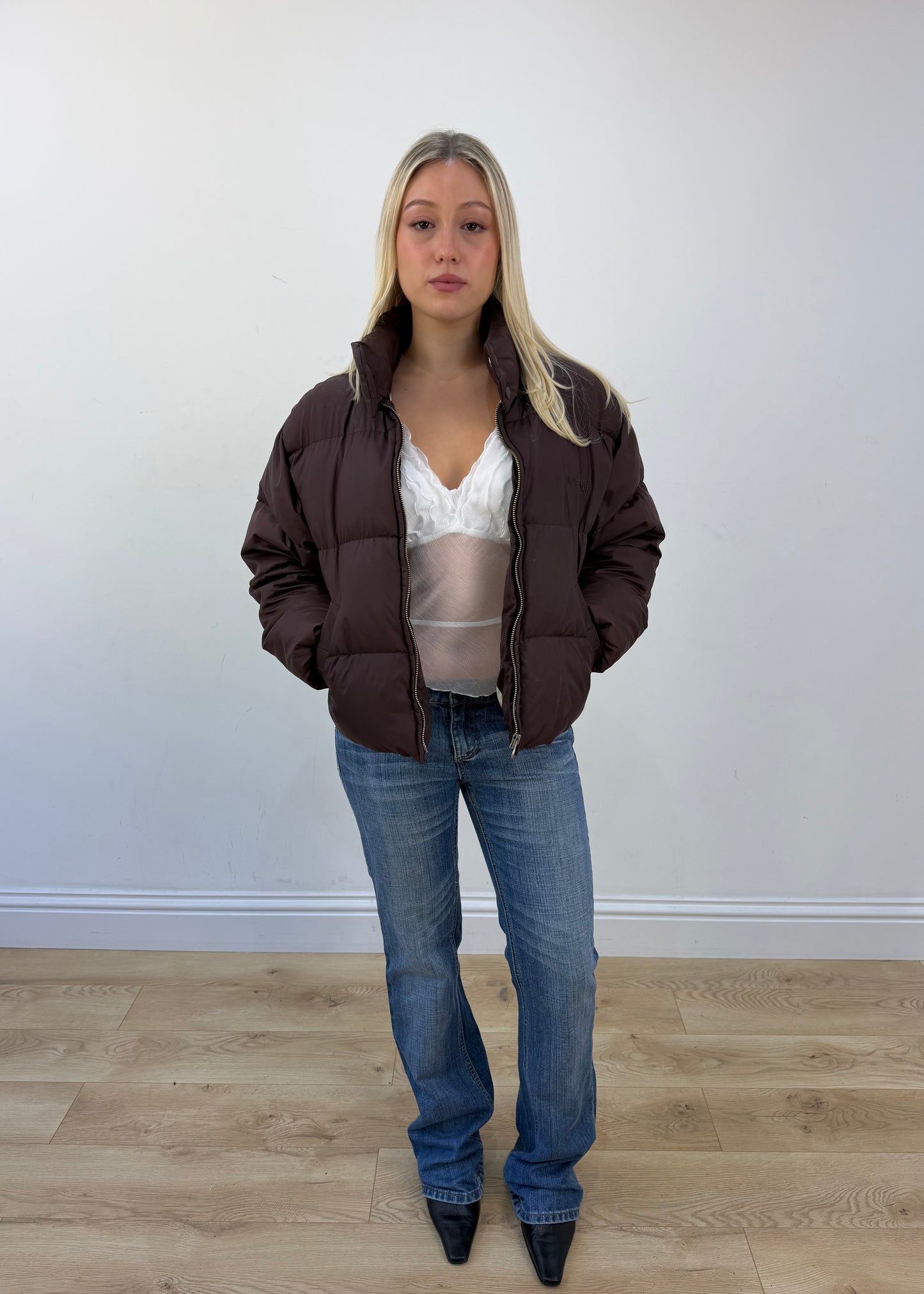 small brown puffer jacket view 5