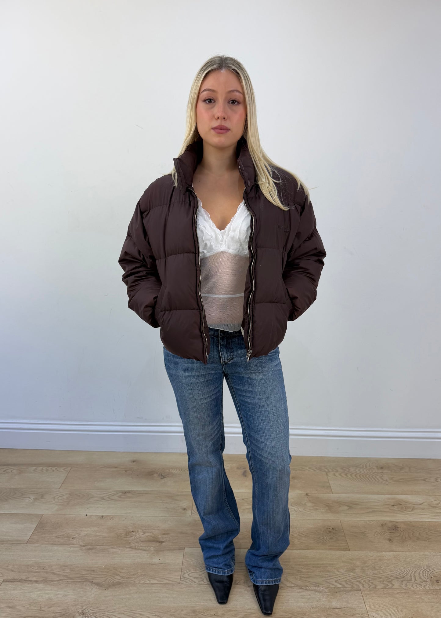 small brown puffer jacket view 6