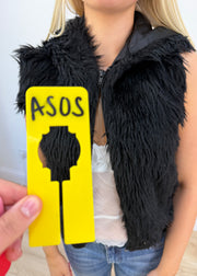 small brown puffer jacket label