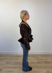 small brown embroidered wrap jacket view 5
