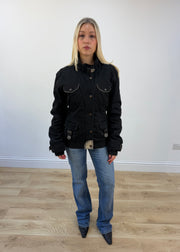 extra large black utility jacket front