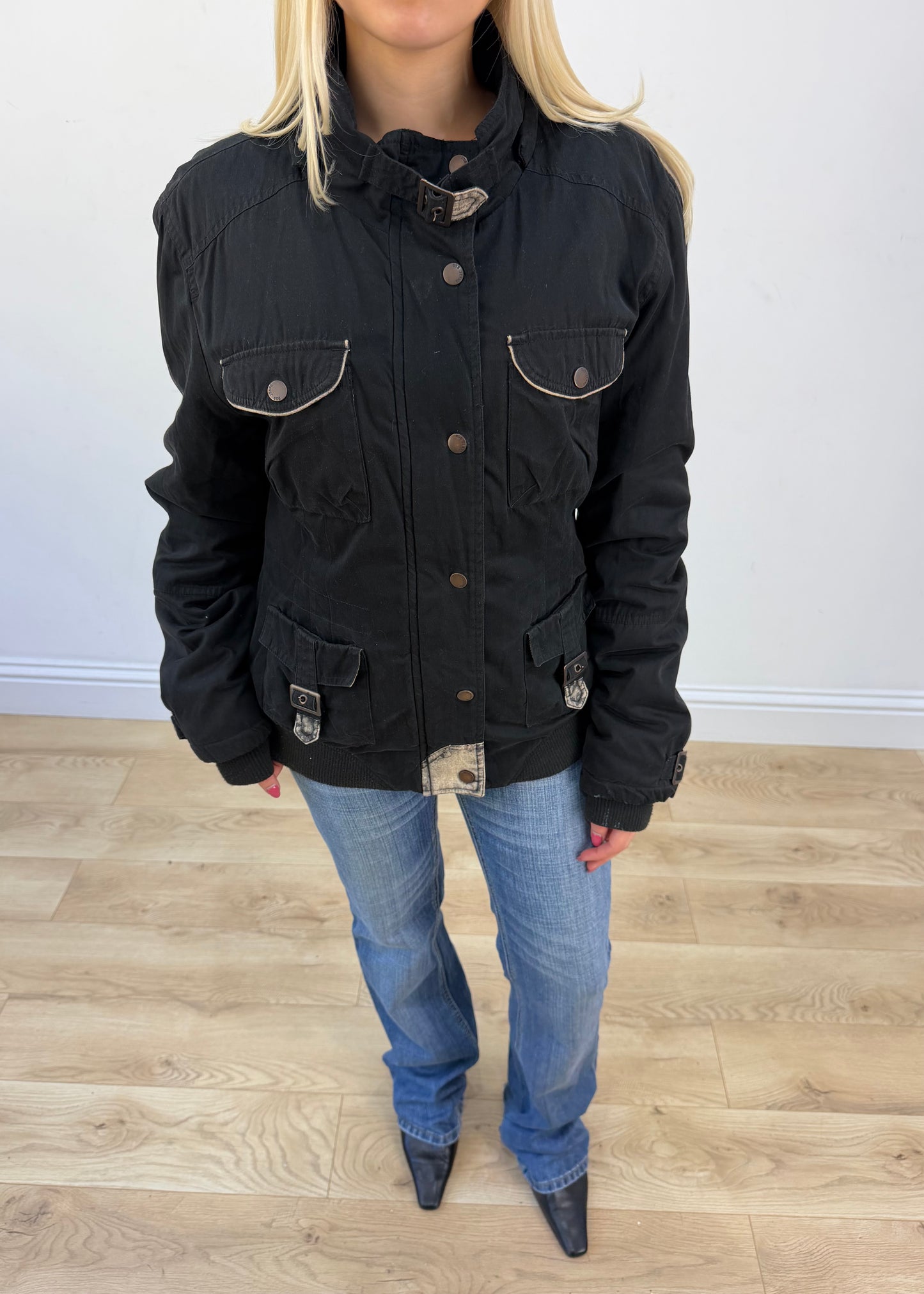 extra large black utility jacket view 3