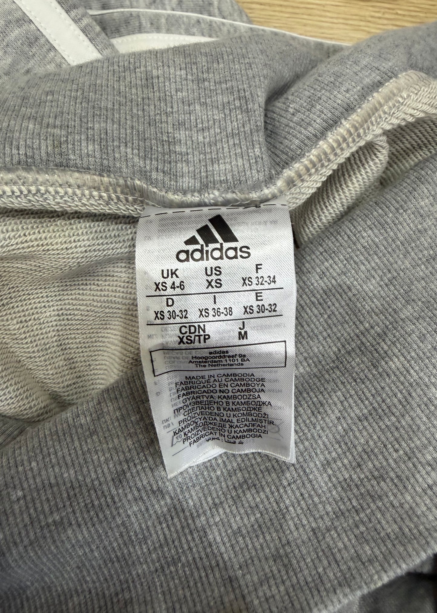 small grey adidas foldover waist joggers label