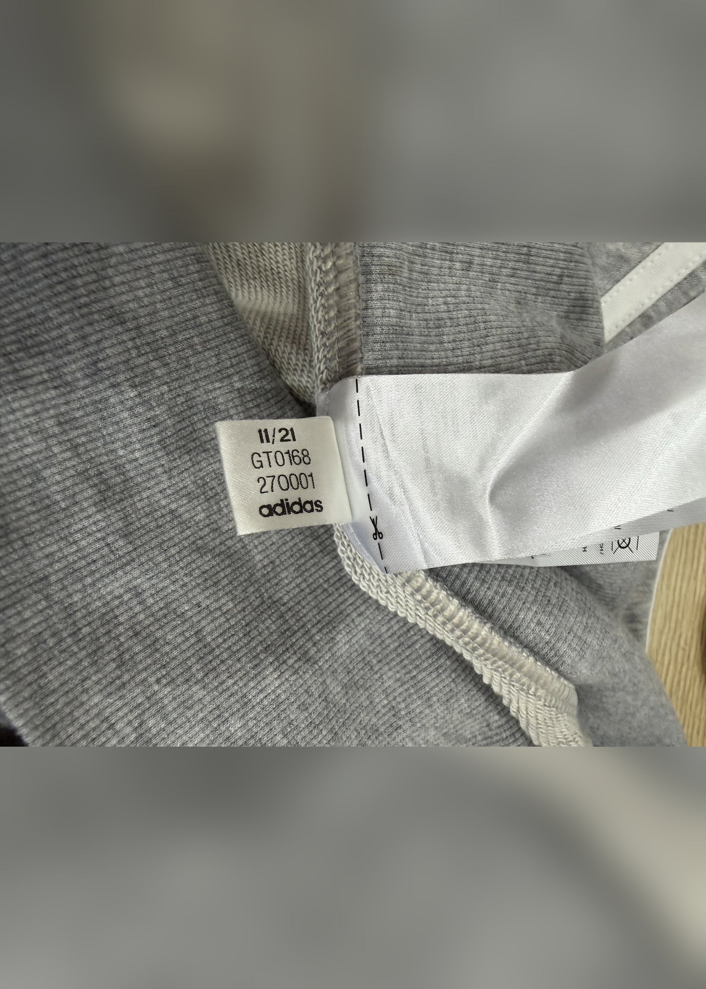 small grey adidas foldover waist joggers label