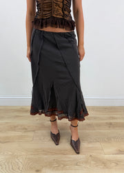 medium ky key brown lace trim midi skirt 1