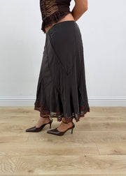 medium ky key brown lace trim midi skirt 2