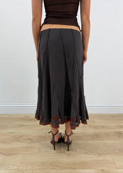 medium ky key brown lace trim midi skirt 3